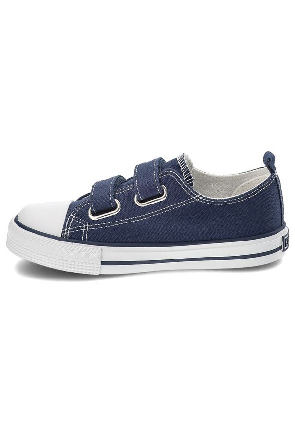 Big-Star - Granatowe Trampki Big Star Modne Buty Dziecięce. Okazja: na co dzień, na spacer, na uczelnię. Zapięcie: rzepy. Kolor: niebieski. Materiał: materiał, guma. Styl: młodzieżowy, klasyczny, casual