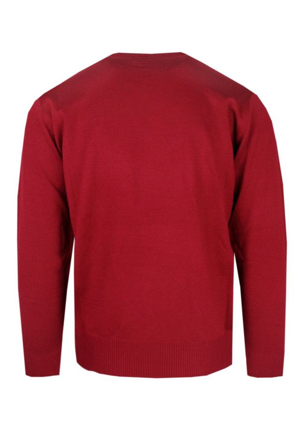 Klasyczny Wełniany Sweter, Okrągły Dekolt (U-Neck) - Pako Jeans - Czerwony. Okazja: na spotkanie biznesowe, do pracy. Kolor: czerwony. Materiał: wełna, akryl. Styl: klasyczny