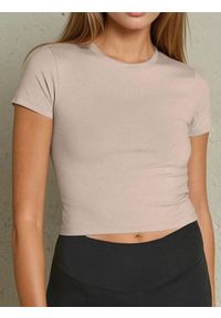 Sinsay - Koszulka crop top - kremowy. Kolor: kremowy