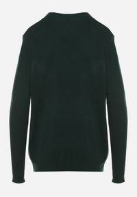 Born2be - Ciemnozielony Klasyczny Sweter z Wełną Mailira. Okazja: na co dzień, do pracy. Kolor: zielony. Materiał: wełna. Styl: klasyczny #4