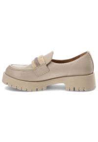 Beżowe Półbuty Lemar Eleganckie Skórzane Buty Damskie. Okazja: do pracy. Kolor: beżowy. Materiał: skóra. Szerokość cholewki: normalna. Styl: elegancki