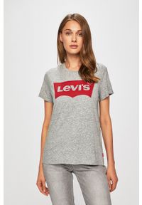 Levi's® - Levi's - T-shirt. Okazja: na co dzień, na spotkanie biznesowe. Kolor: szary. Materiał: dzianina. Wzór: nadruk. Styl: biznesowy, casual