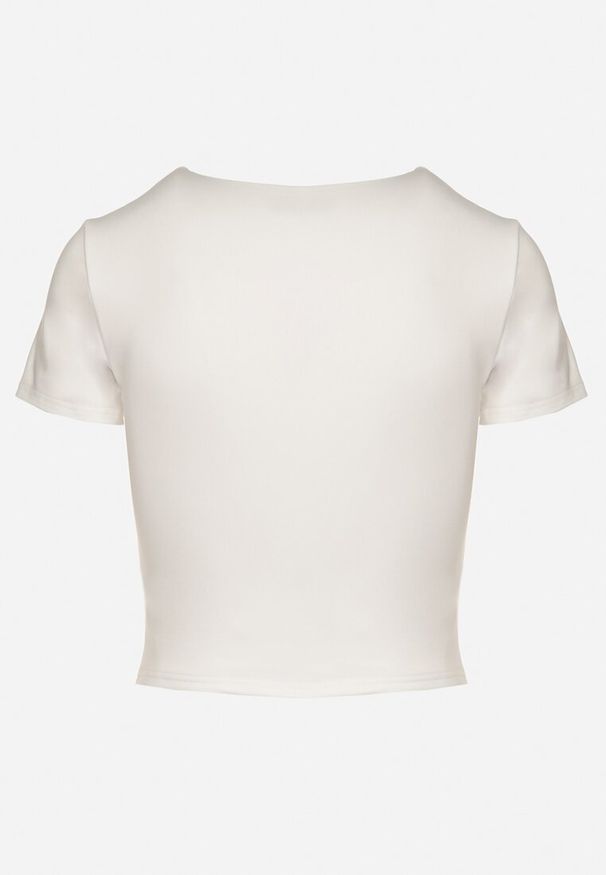 Born2be - Biały T-shirt Krótki z Wiskozą Eframera. Okazja: na co dzień. Kolor: biały. Materiał: wiskoza. Długość: krótkie. Styl: sportowy, casual