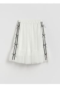 Reserved - Tiulowa spódnica z kokardkami - złamana biel. Typ kołnierza: kokarda. Materiał: tiul #1