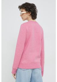 Superdry bluza damska kolor różowy melanżowa. Kolor: różowy. Materiał: bawełna, włókno, materiał. Długość rękawa: długi rękaw. Długość: długie. Wzór: melanż #6