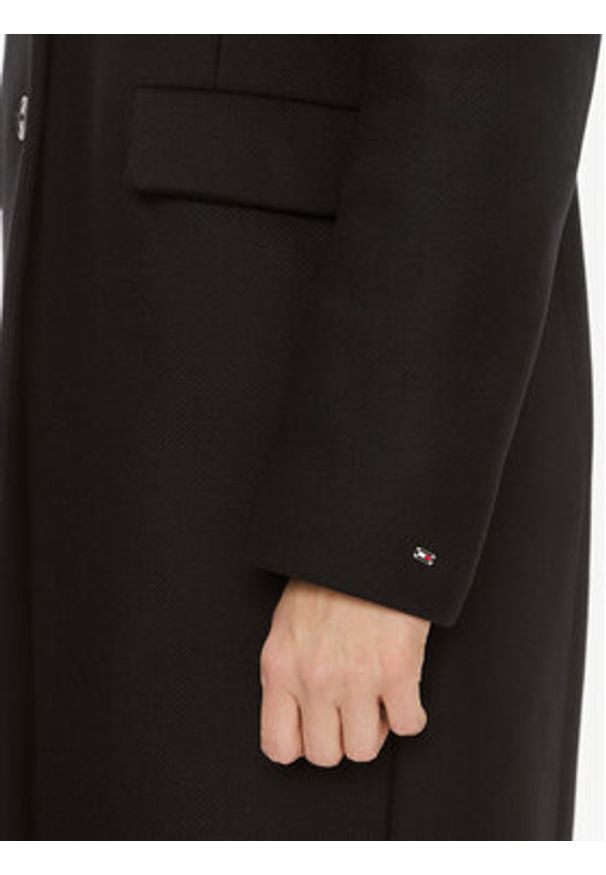 TOMMY HILFIGER - Tommy Hilfiger Płaszcz wełniany WW0WW39753 Czarny Regular Fit. Kolor: czarny. Materiał: wełna
