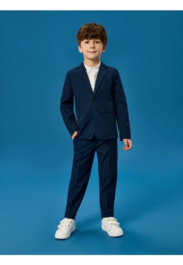 Sinsay - Spodnie garniturowe - granatowy. Kolor: niebieski