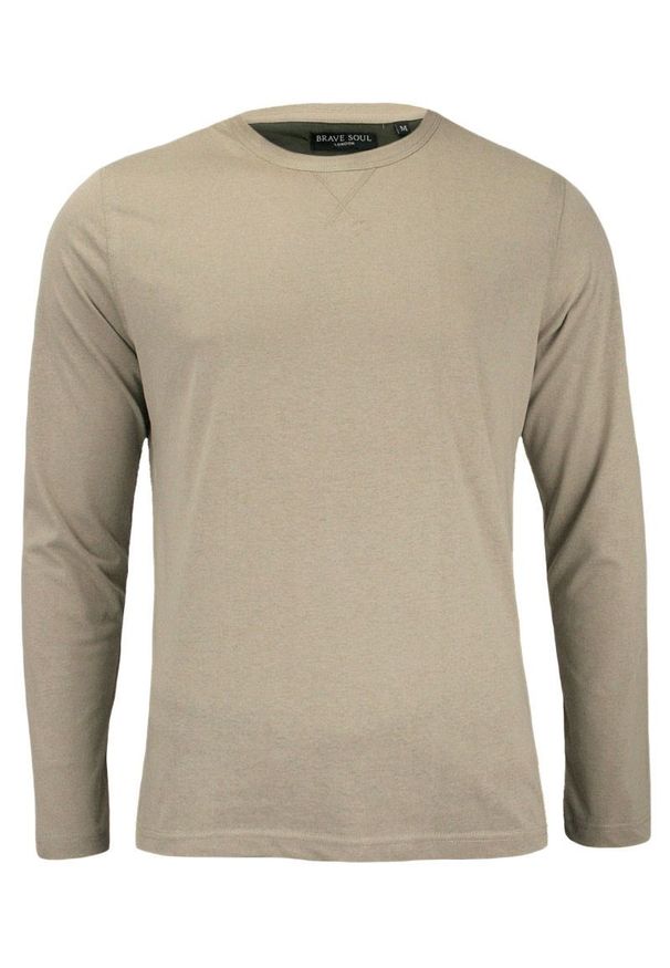 Brave Soul - Koszulka Beżowa z Długim Rękawem, Longsleeve, T-shirt Męski -BRAVE SOUL. Okazja: na co dzień. Kolor: beżowy, brązowy, wielokolorowy. Materiał: bawełna. Długość rękawa: długi rękaw. Długość: długie. Styl: casual