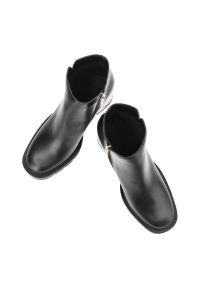 CheBello - Czarne Botki Chebello Modne Skórzane Buty Na Obcasie. Okazja: na co dzień. Kolor: czarny. Materiał: skóra. Obcas: na obcasie. Styl: casual, elegancki. Wysokość obcasa: średni #6