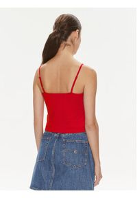 Tommy Jeans Top Essential DW0DW17381 Czerwony Slim Fit. Kolor: czerwony. Materiał: bawełna