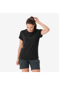SIMOND - Koszulka turystyczna damska z krótkim rękawem Simond Merino. Kolor: czarny. Materiał: wełna, materiał. Długość rękawa: krótki rękaw. Długość: krótkie. Sport: turystyka piesza #1