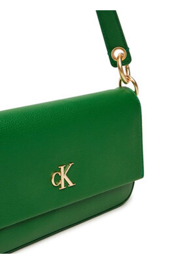 Calvin Klein Jeans Torebka Minimal Monogram Shoulder Pouch LV04K3161G Zielony. Kolor: zielony. Materiał: skórzane