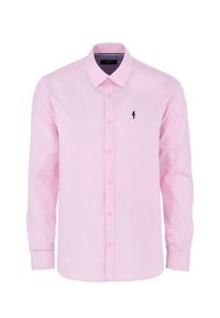 Ochnik - Różowa koszula męska. Kolor: różowy. Materiał: bawełna