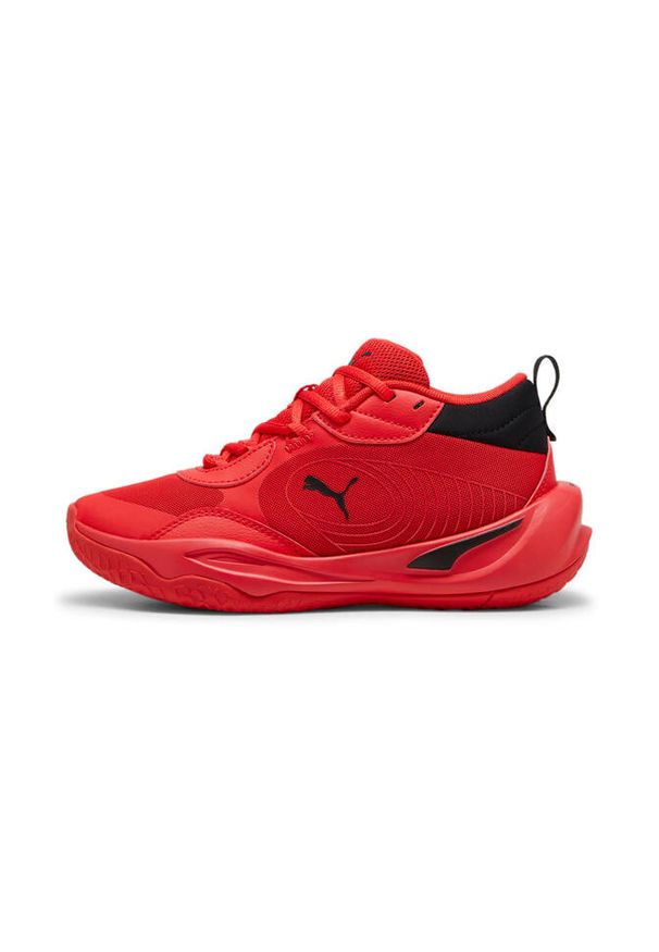 Buty do chodzenia dla dzieci Puma Playmaker Pro. Zapięcie: sznurówki. Kolor: czerwony. Materiał: materiał, syntetyk, tkanina. Szerokość cholewki: normalna. Sport: turystyka piesza