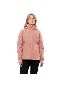 Kurtka w góry damska Jack Wolfskin 11112022919. Typ kołnierza: kaptur. Kolor: pomarańczowy, różowy, wielokolorowy, żółty. Materiał: syntetyk. Sport: wspinaczka