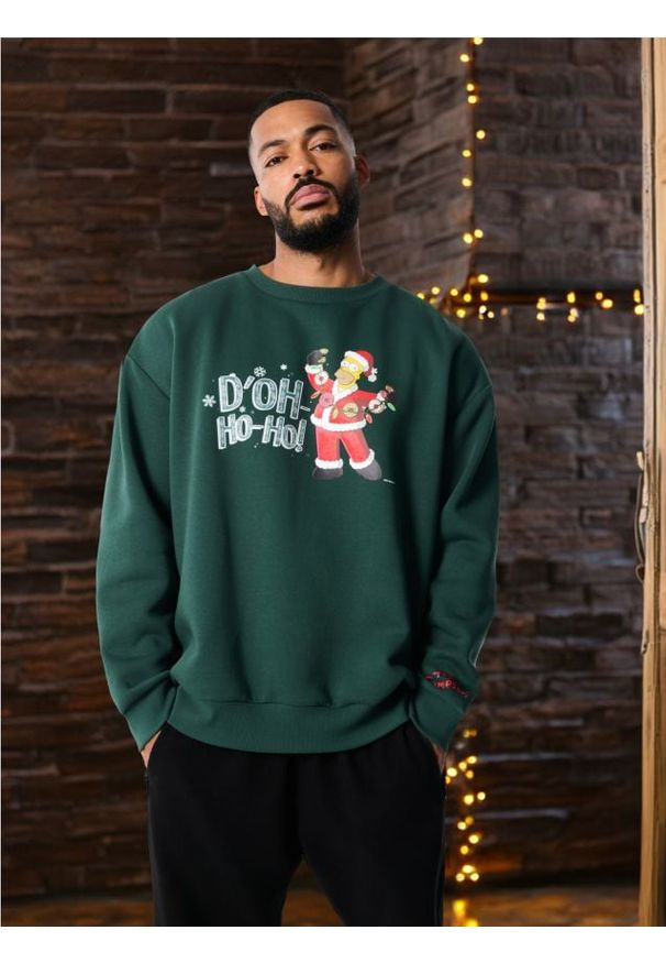 Sinsay - Bluza The Simpsons - zielony. Kolor: zielony. Długość rękawa: długi rękaw. Długość: długie. Wzór: motyw z bajki. Styl: wizytowy