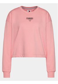 Tommy Jeans Bluza Essential Logo DW0DW17796 Różowy Relaxed Fit. Kolor: różowy. Materiał: syntetyk, bawełna