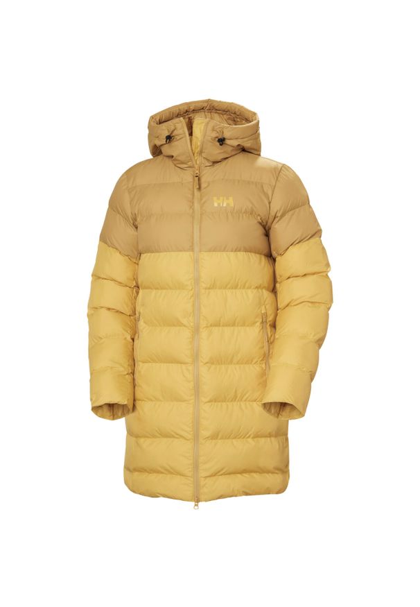 Damska długa kurtka Helly Hansen Active. Okazja: na co dzień. Kolor: beżowy, wielokolorowy, żółty. Materiał: puch. Długość: długie. Styl: casual