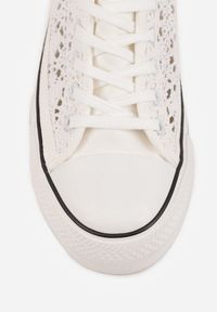 Renee - Białe Trampki Przed Kostkę z Ażurową Cholewką Shiliarre. Wysokość cholewki: przed kostkę. Kolor: biały. Szerokość cholewki: normalna. Wzór: ażurowy #3