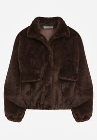 Born2be - Brązowa Kurtka Futerko o Kroju Bomberki z Kieszeniami Tiwedara. Okazja: na co dzień. Typ kołnierza: kołnierzyk stójkowy. Kolor: brązowy. Materiał: futro. Styl: elegancki, casual #5