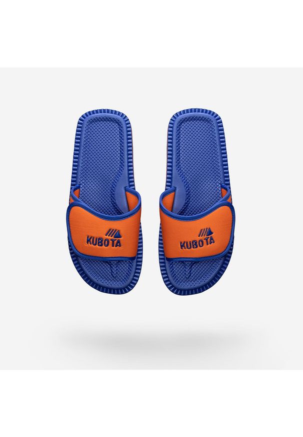 Klapki Dziecięce Sportowe Kubota Rzep Blue Orange. Kolor: wielokolorowy, pomarańczowy, niebieski. Styl: sportowy