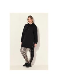 ULLA POPKEN - Damskie Długa bluza z kapturem tasiemka satynowa kaptur długi rękaw. Typ kołnierza: kaptur. Kolekcja: plus size. Kolor: czarny. Materiał: bawełna, poliester, materiał. Długość rękawa: długi rękaw. Długość: długie #1