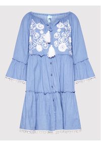 Iconique Sukienka codzienna Celine IC22 044 Niebieski Relaxed Fit. Okazja: na co dzień. Kolor: niebieski. Materiał: bawełna. Typ sukienki: proste. Styl: casual #4