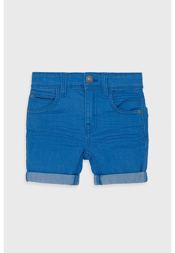 United Colors of Benetton Szorty jeansowe dziecięce regulowana talia. Okazja: na co dzień. Kolor: turkusowy. Materiał: jeans. Długość: długie. Styl: casual