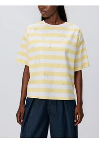 Reserved - Bawełniany t-shirt z aplikacją - żółty. Kolor: żółty. Materiał: bawełna. Wzór: aplikacja