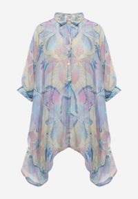 Renee - Niebieska Nietoperzowa Koszula z Bawełną o Fasonie Oversize Celista. Okazja: na co dzień. Kolor: niebieski. Materiał: bawełna. Styl: casual, elegancki #5