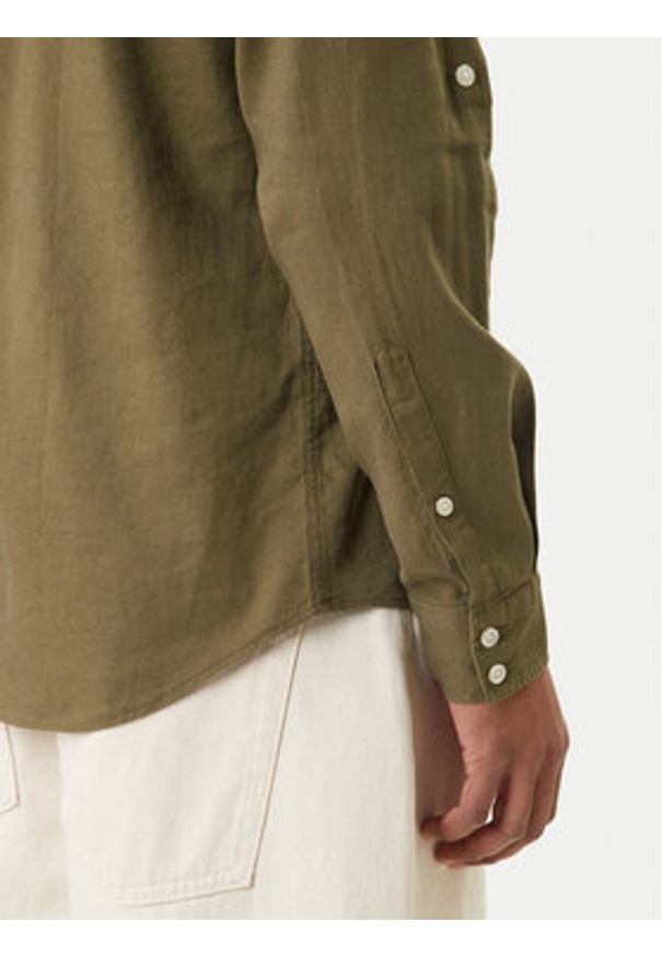 Guess Koszula F6GH06 WG3L0 Zielony Regular Fit. Kolor: zielony. Materiał: len