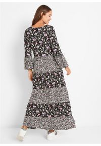 Długa sukienka z dżerseju, z kolekcji Maite Kelly bonprix czarny w kwiaty. Kolor: czarny. Materiał: jersey. Wzór: kwiaty. Długość: maxi #2