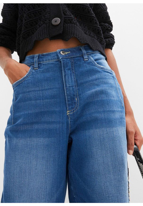 bonprix - Dżinsy barrel, wysoki stan, z bawełny organicznej. Stan: podwyższony. Kolor: niebieski