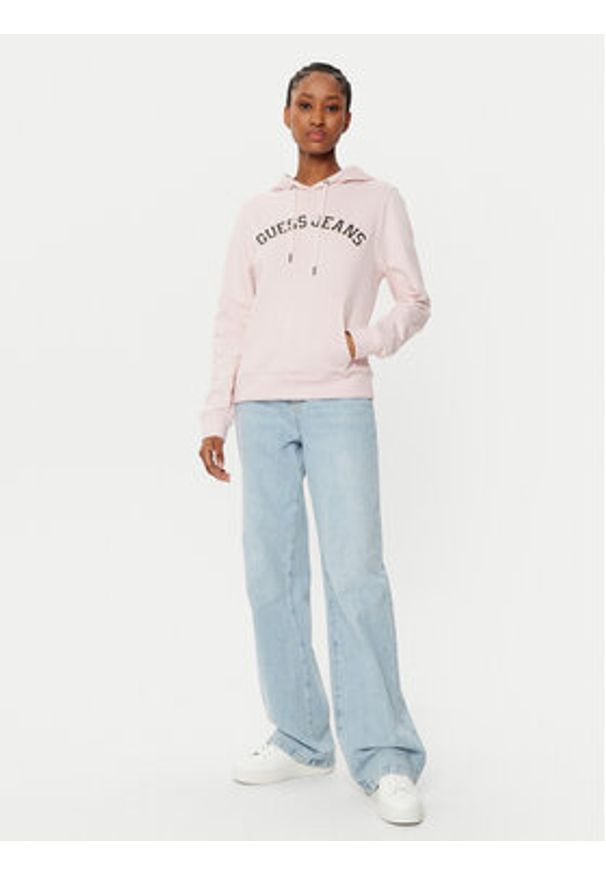 Guess Jeans Bluza W5RQ17 K68I4 Beżowy Regular Fit. Kolor: beżowy. Materiał: bawełna