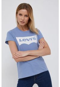 Levi's® - Levi's T-shirt. Okazja: na co dzień, na spotkanie biznesowe. Kolor: fioletowy. Materiał: dzianina. Wzór: nadruk. Styl: biznesowy, casual