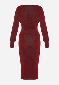 Born2be - Czerwona Dopasowana Sukienka z Kopertowym Dekoltem i Bufiastymi Rękawami Ulonissa. Kolor: czerwony. Materiał: tkanina. Typ sukienki: kopertowe. Styl: klasyczny #7