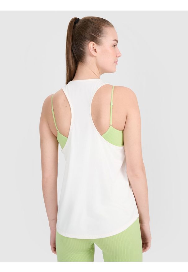 4f - 4F Top treningowy oversize szybkoschnący damski - biały XS. Kolor: biały