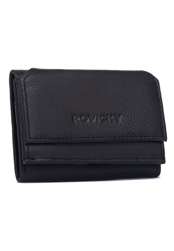 ROVICKY - Portfel damski Rovicky R-18-LFN czarny. Kolor: czarny. Materiał: skóra