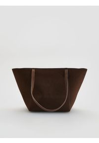 Reserved - Torebka shopper - ciemnobrązowy. Kolor: brązowy. Materiał: skórzane