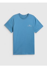 4f - 4F T-shirt loose z nadrukiem damski - granatowy L. Okazja: do domu, na co dzień. Kolor: niebieski. Materiał: materiał, dzianina, skóra, bawełna. Wzór: nadruk. Styl: casual #1