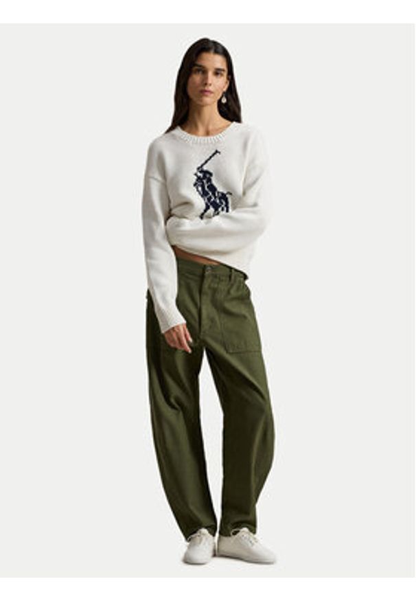 Polo Ralph Lauren Sweter 211A96234002 Biały Relaxed Fit. Typ kołnierza: polo. Kolor: biały. Materiał: bawełna