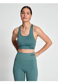 Stanik fitness cardio Hummel hmltif. Kolor: wielokolorowy, niebieski, zielony. Materiał: materiał. Sport: fitness