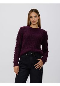 Reserved - Sweter z dodatkiem wełny - ciemnofioletowy. Kolor: fioletowy. Materiał: wełna #1