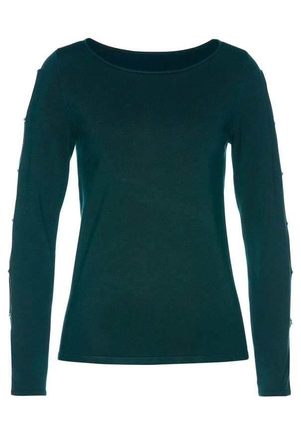 Sweter z wycięciami bonprix głęboki zielony. Kolor: zielony. Styl: elegancki