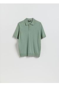 Reserved - Sweter polo z wiskozą - jasnozielony. Typ kołnierza: polo. Kolor: zielony. Materiał: wiskoza