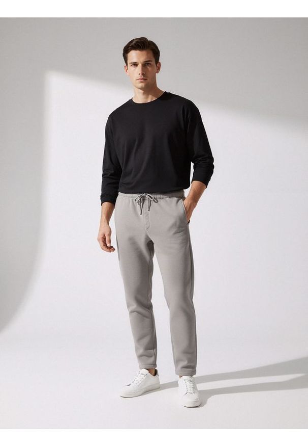 Sinsay - Spodnie straight fit - szary. Kolor: szary