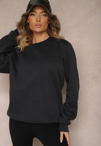 Renee - Granatowa Bluza z Bawełną i Ściągaczami przy Rękawach Ravemi. Kolor: niebieski. Materiał: bawełna. Sezon: zima #5