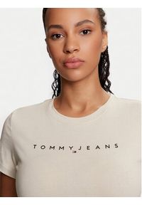 Tommy Jeans T-Shirt Linear DW0DW18398 Beżowy Slim Fit. Kolor: beżowy. Materiał: bawełna #3
