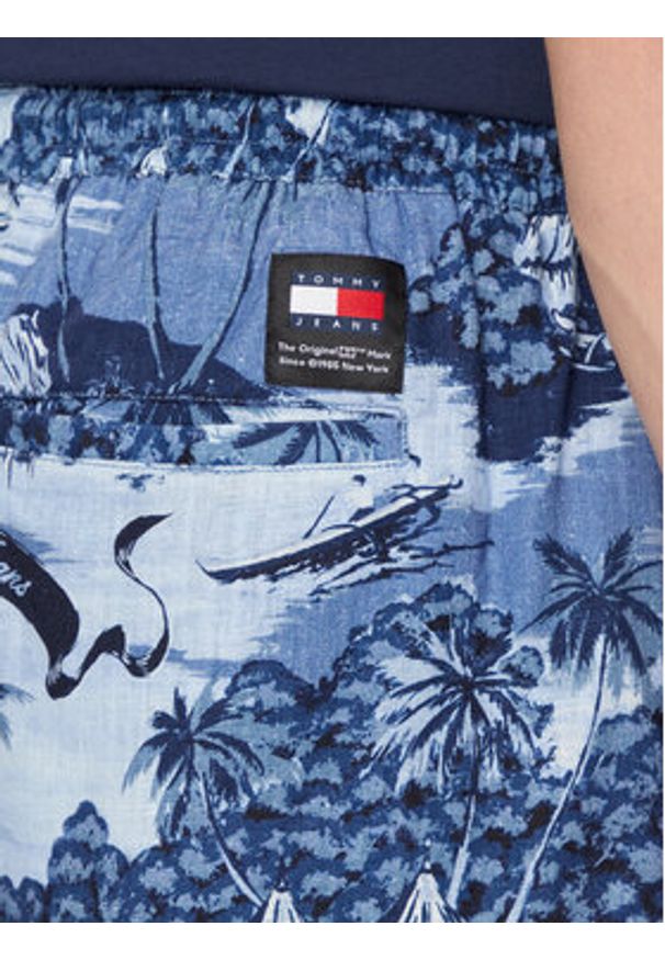 Tommy Jeans Szorty materiałowe Hawaiian DM0DM18807 Niebieski Regular Fit. Kolor: niebieski. Materiał: len
