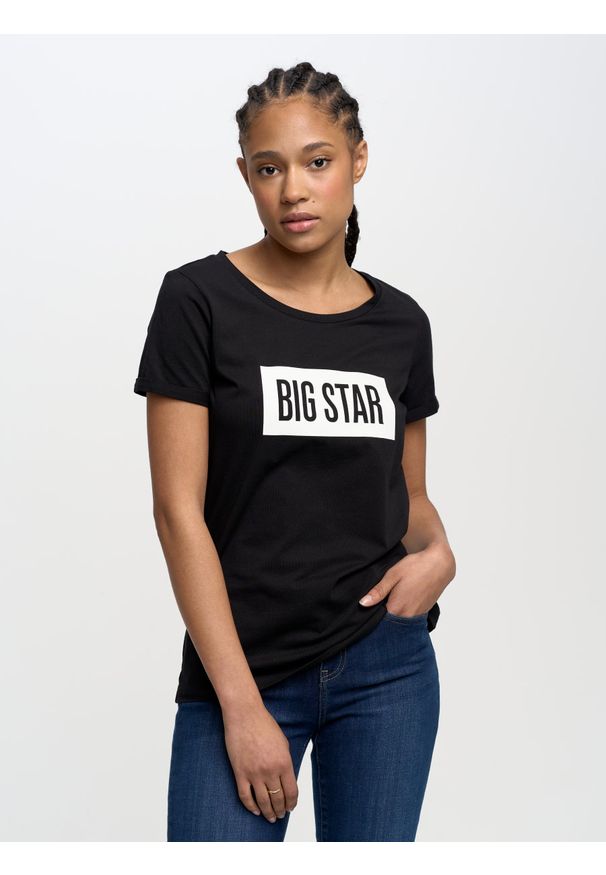 Big-Star - Koszulka damska z nadrukiem czarna Oneidasa 906. Kolor: czarny. Materiał: jeans. Wzór: nadruk. Styl: sportowy, klasyczny